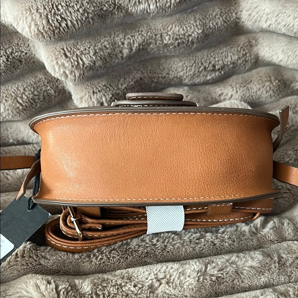 Rachel Zoe Tan Crossbody Bag with Curved Flap - Picture 6 of 9